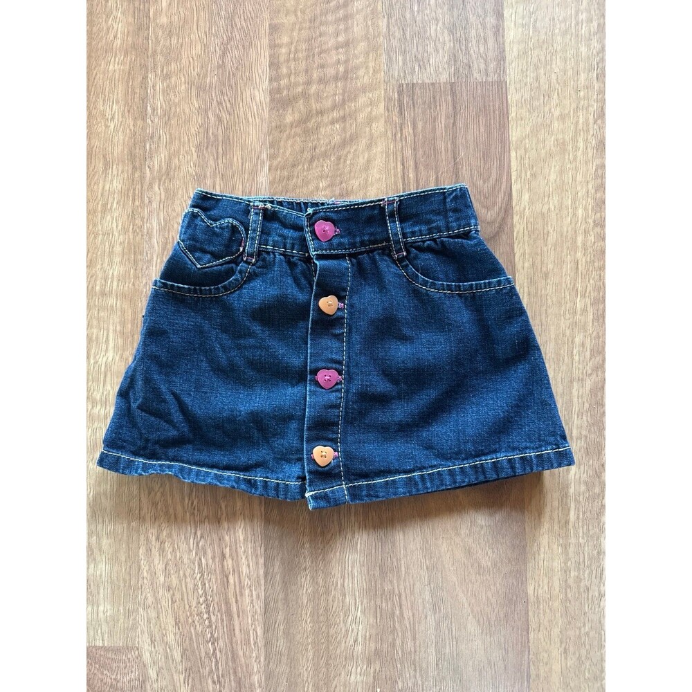 GYMBOREE girls denim skirt with heart buttons and heart stitch pockets